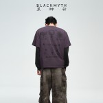 Black Myth Wukong Day Moon Geometric Cotton Short Sleeve T-Shirt